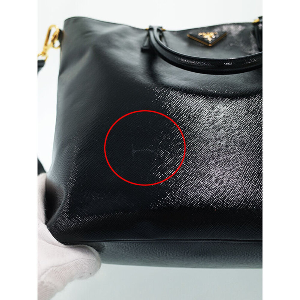 Prada Daino Tote Bag Shoulder Vitello Leather Black - Picture 6 of 9